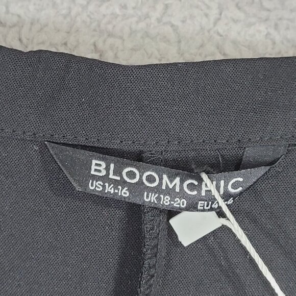 NWT Bloomchic Womens Plus Tent Midi  Dress US 14-16 Chiffon Black Short sleeve - Picture 4 of 9